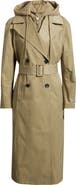 Avec Les Filles Maxi Trench Coat with Quilted Bib Hoodie