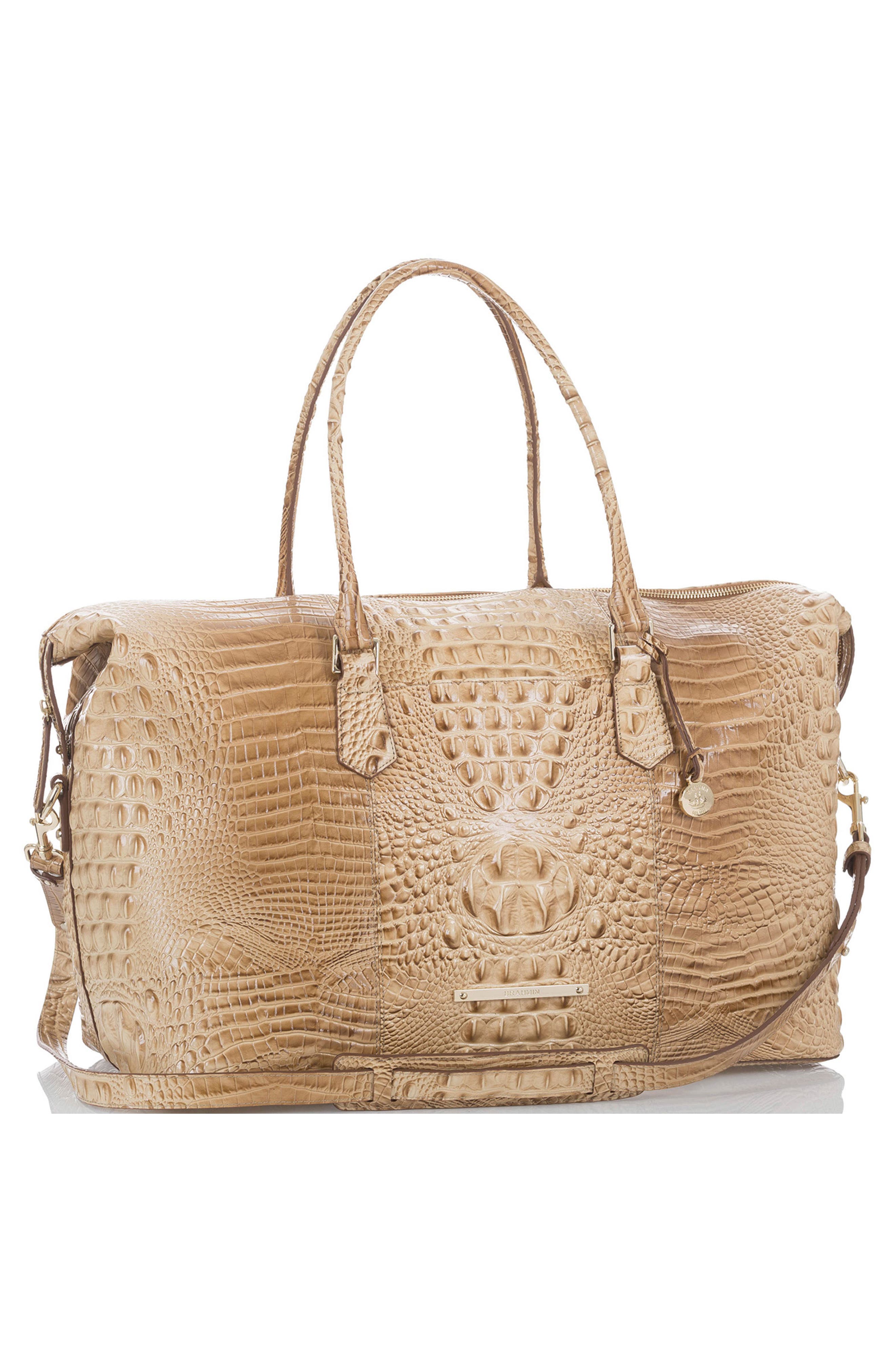 Brahmin Duxbury Croc Embossed Leather Weekend Bag, Alternate, color, 