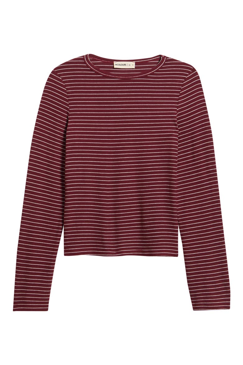 Stripe Rib Top, Alternate, color, BORDEAUX