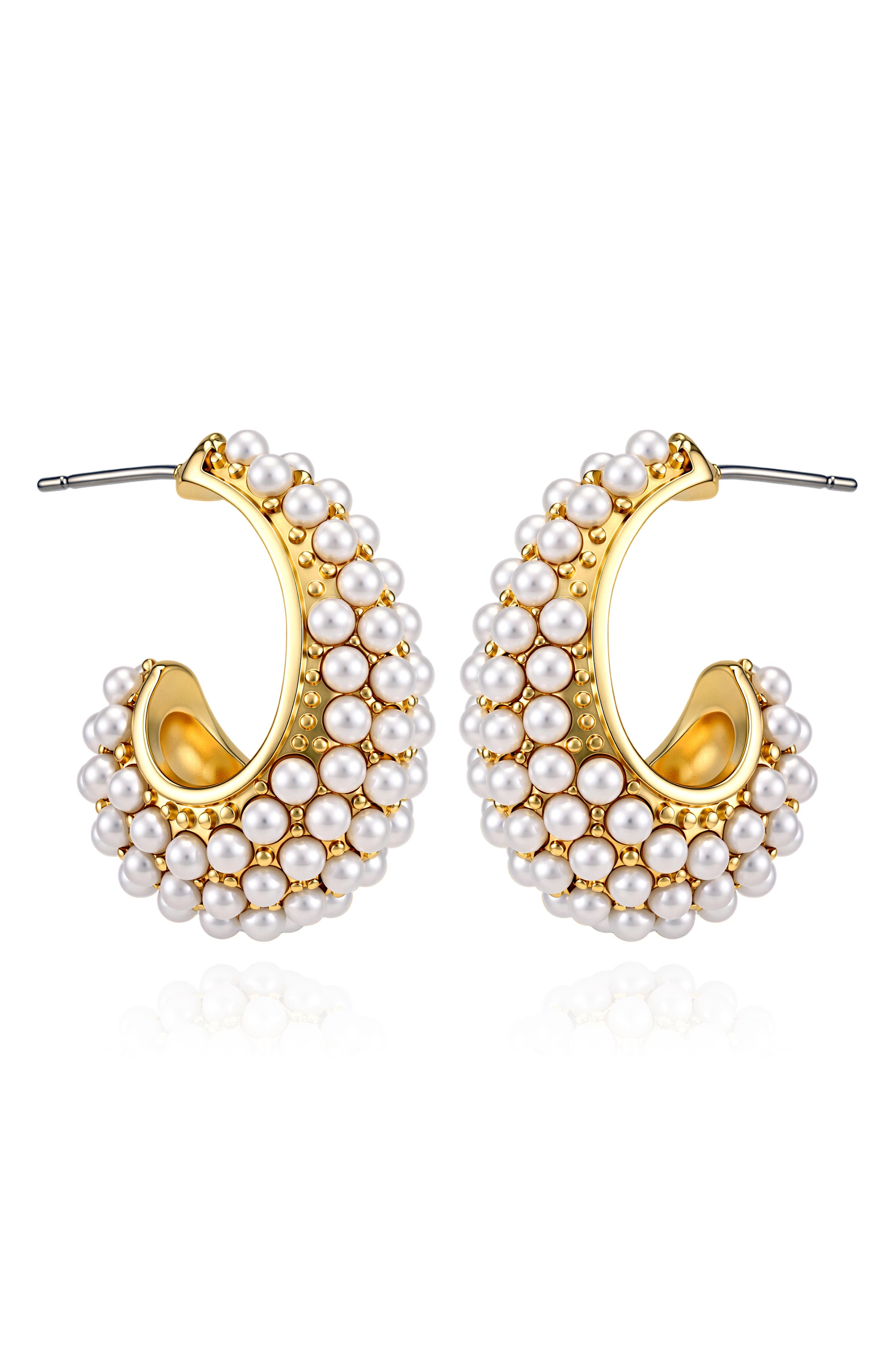 Imitation Pearl Hoop Earrings