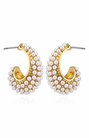 Imitation Pearl Hoop Earrings