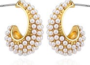 Vince Camuto Imitation Pearl Hoop Earrings