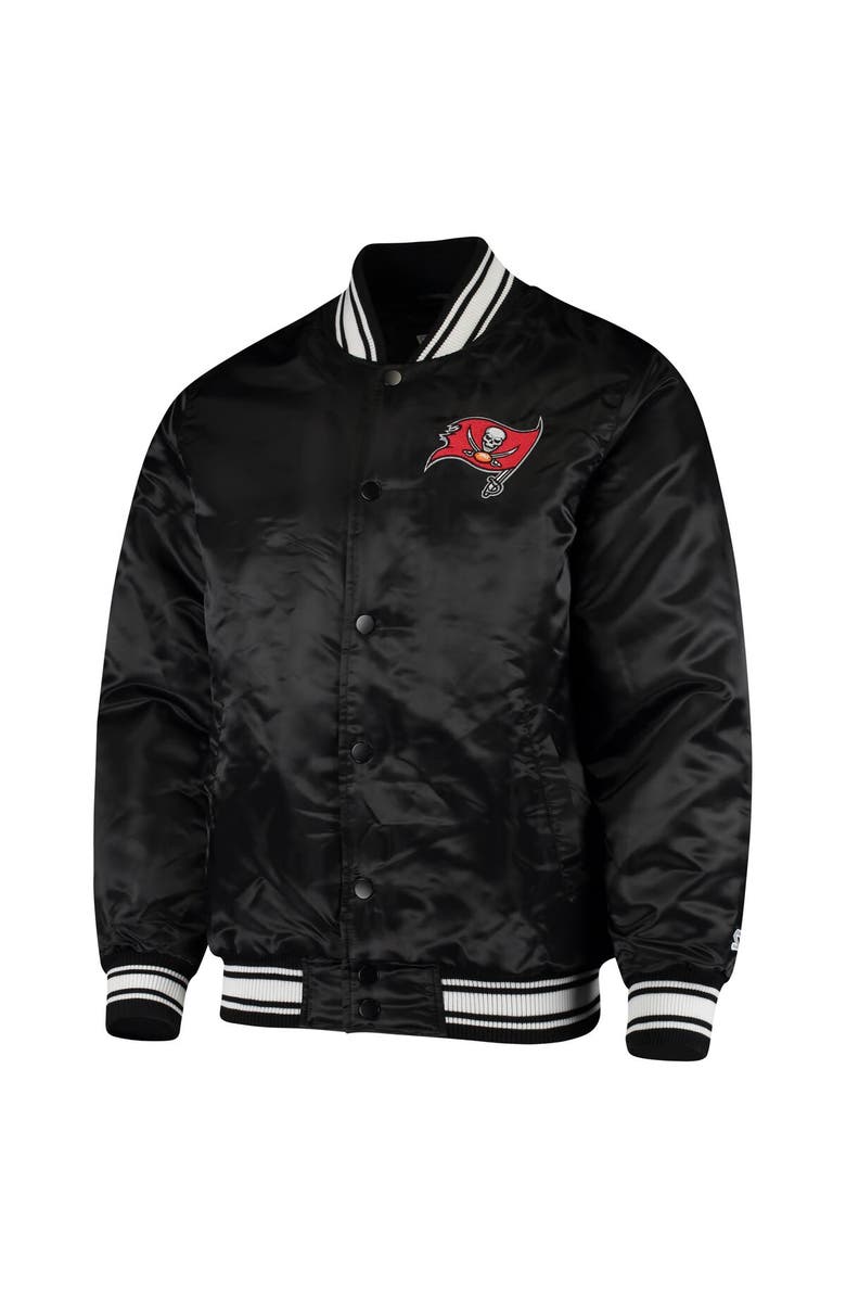 STARTER Men's Starter Black Tampa Bay Buccaneers Locker Room Satin Varsity Full-Snap Jacket, Alternate, color, Black