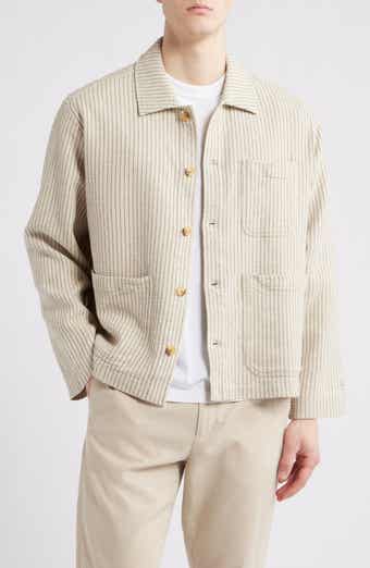 Percival Sorrento Pinstripe Cotton & Linen Button-Up Overshirt