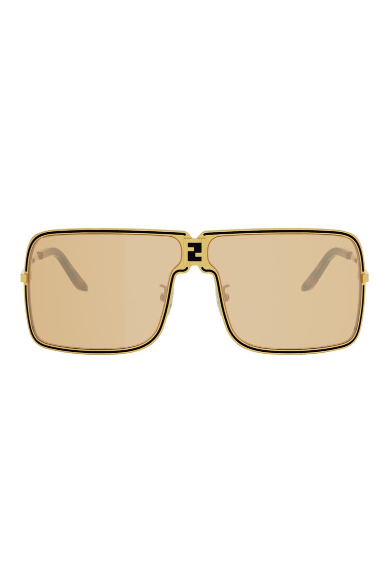 Fendiness 67.2mm Oversize Mask Sunglasses, Main, color, SHINY ENDURA GOLD / ROVIEX