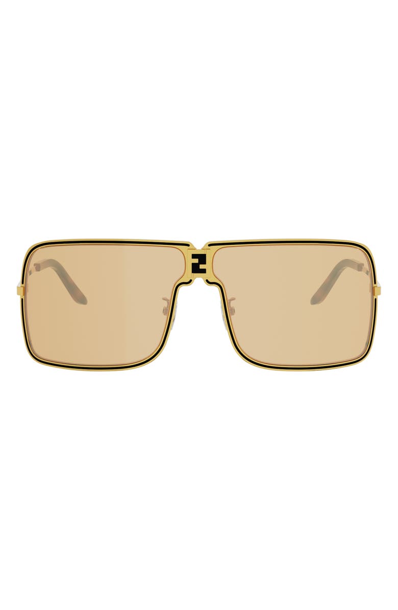 Fendi ness 67.2mm Oversize Mask Sunglasses, Main, color, Shiny Endura Gold / Roviex
