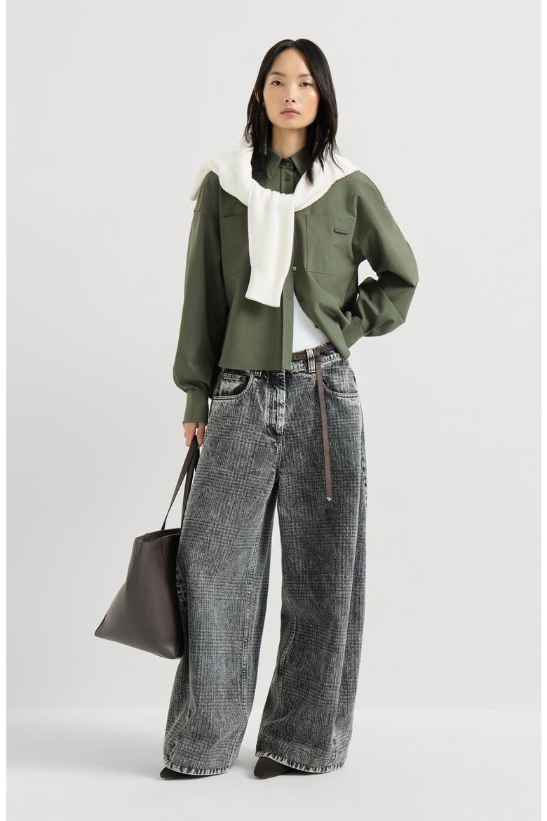 Tropical luxury wool shirt with shiny tab, Alternate, color, Green
