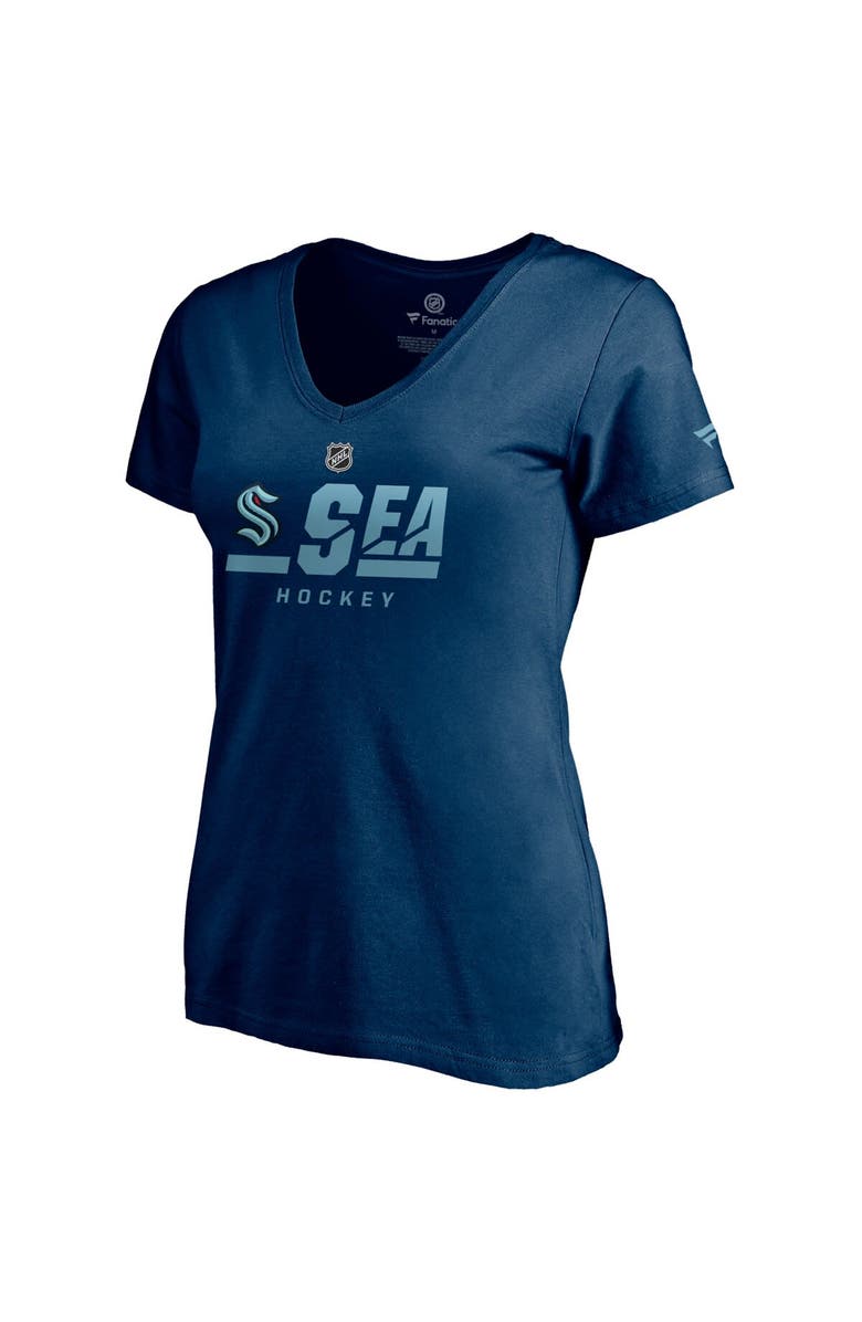 FANATICS Women's Fanatics Branded Navy Seattle Kraken Authentic Pro Secondary Logo V-Neck T-Shirt, Alternate, color, 