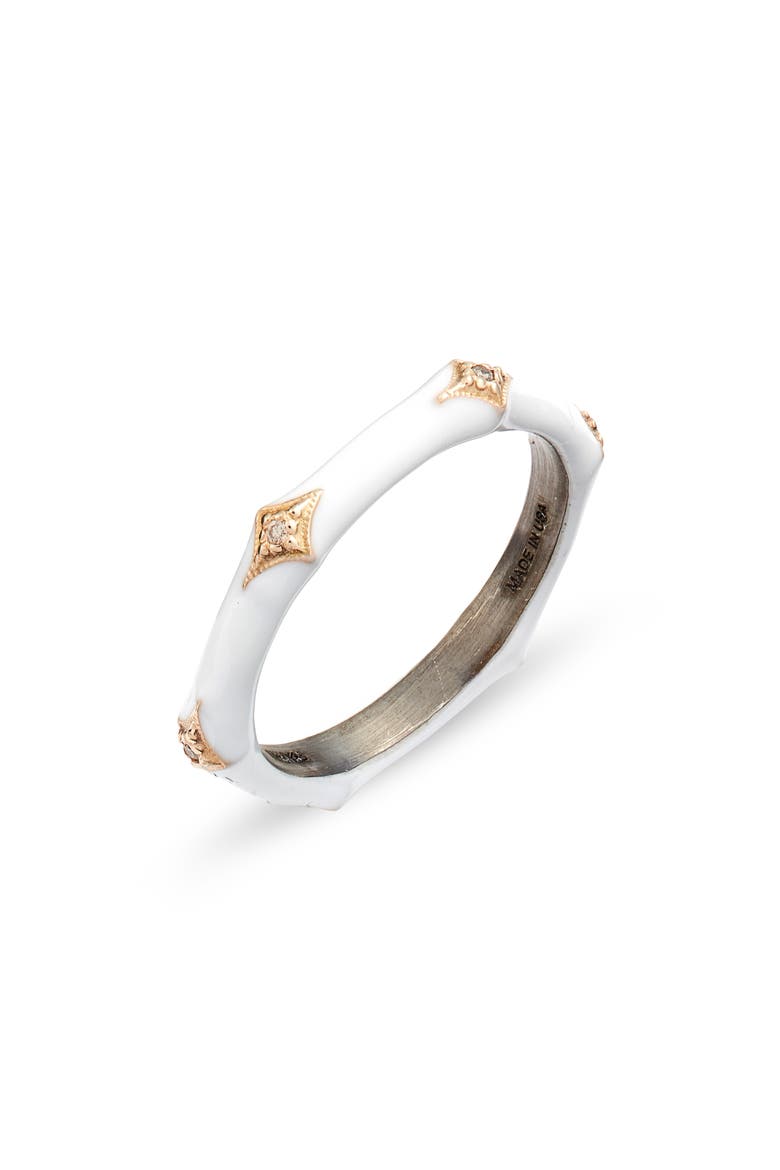 New World 14k Gold & Enamel Band Ring, Main, color, WHITE ENAMEL