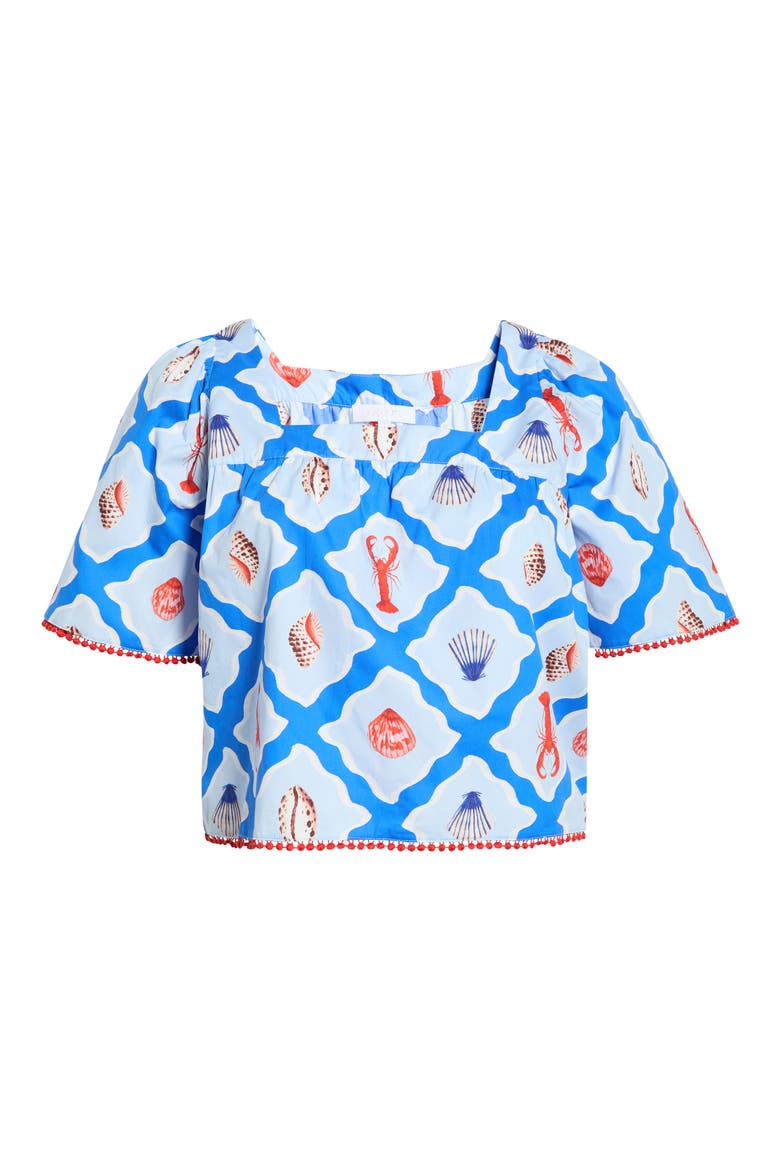 Lobster Bay Bell Sleeve Top, Alternate, color, WHITE BLUE-MULTI