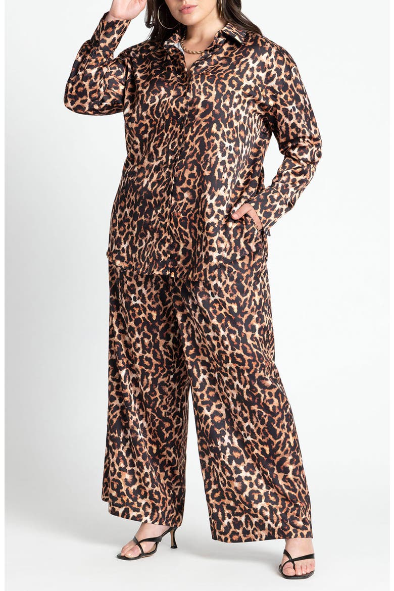 Print Pull-On Wide Leg Pants, Alternate, color, CARMELA LEOPARD