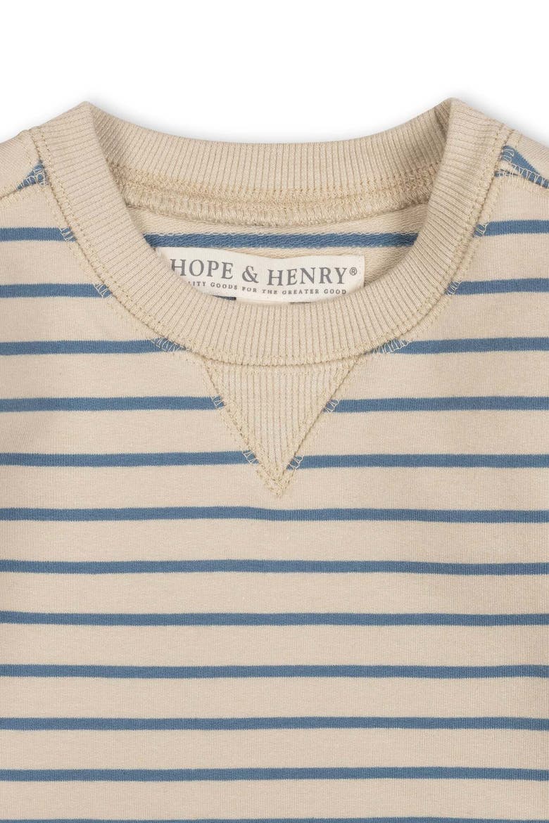 Kids' Organic French Terry Crewneck Sweatshirt, Alternate, color, Natural and Blue Stripe
