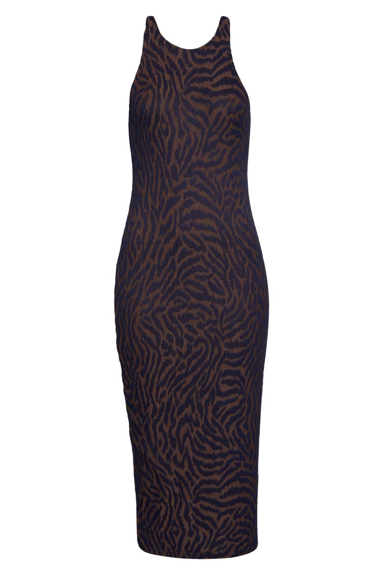 Kaia Animal Print Midi Dress, Alternate, color, MAHOGANY