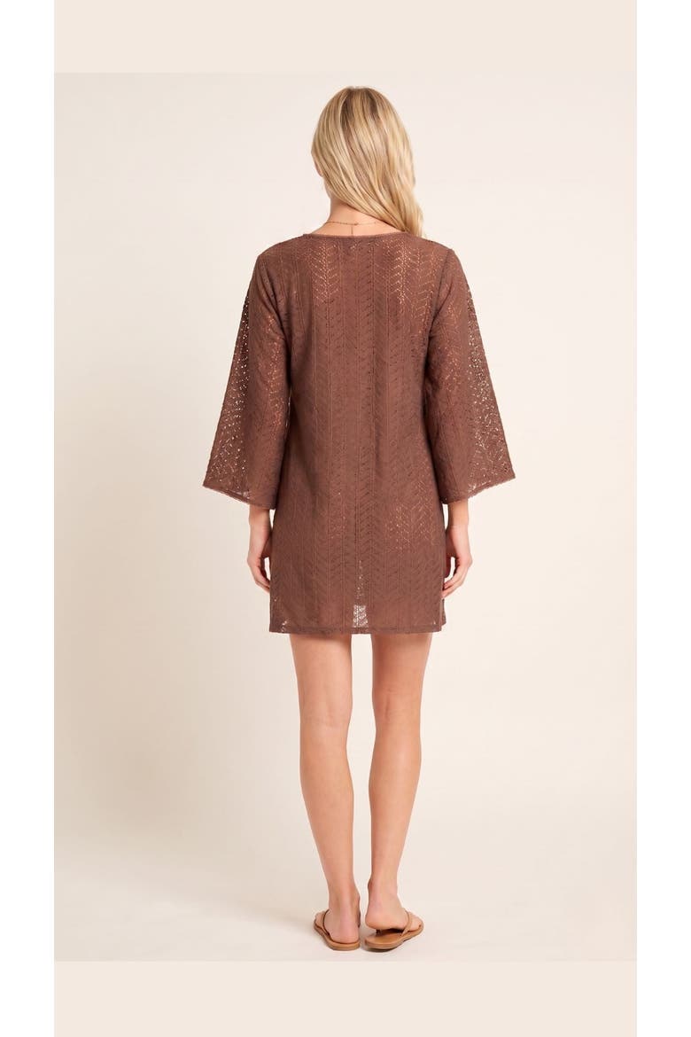 Sorrento Bell Sleeve Crochet Cover-up, Alternate, color, Brown