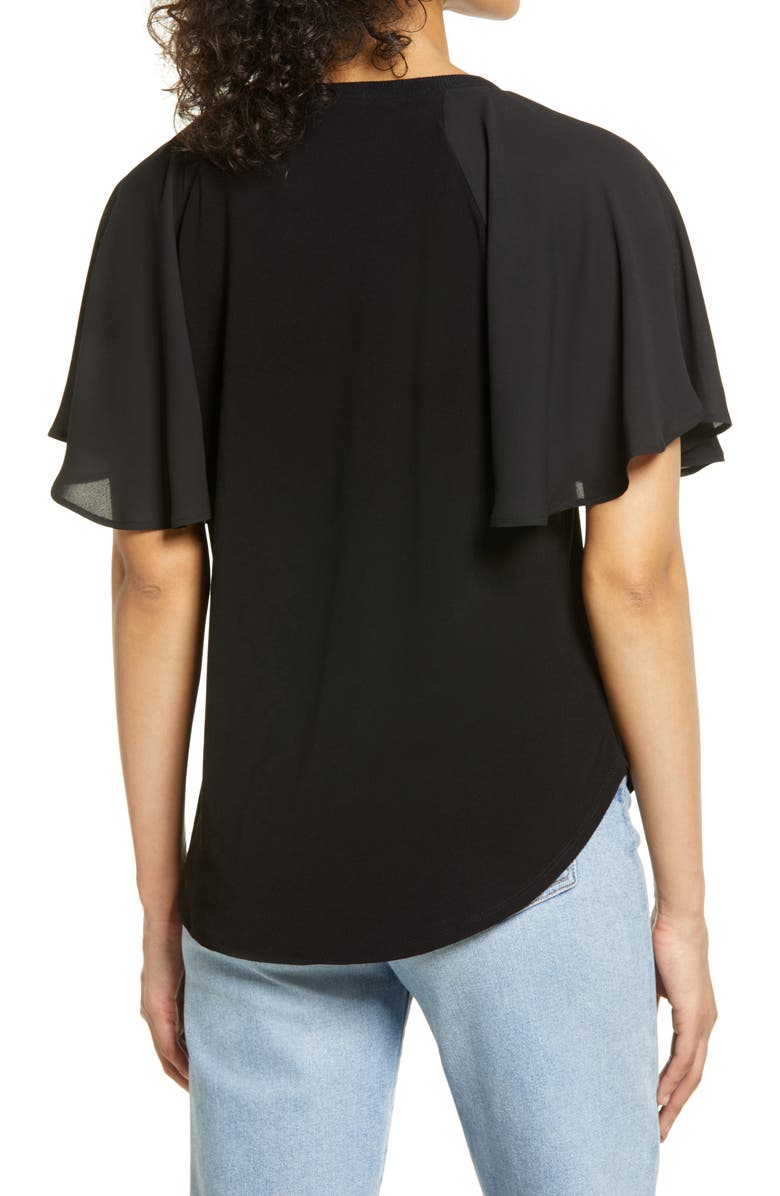 Halogen<sup>®</sup> Flutter Sleeve Mixed Media Top, Alternate, color, 