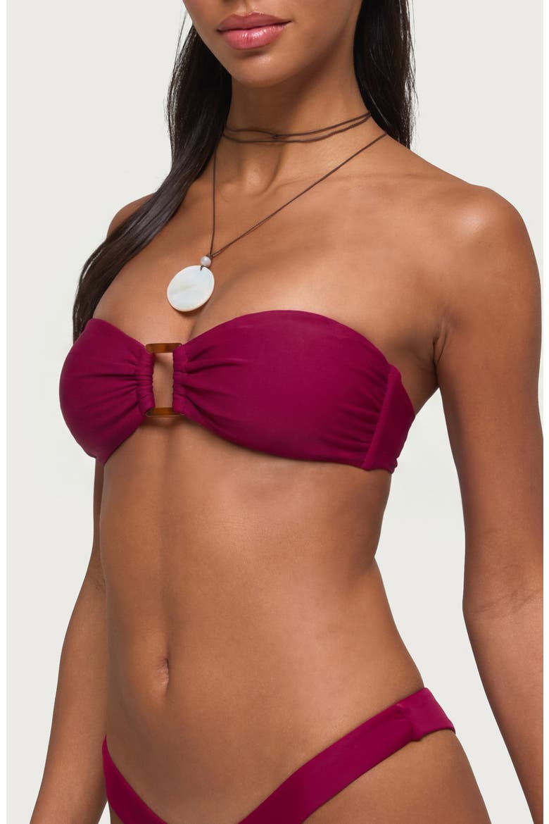 Silvey Bandeau Bikini Top, Alternate, color, BURGUNDY