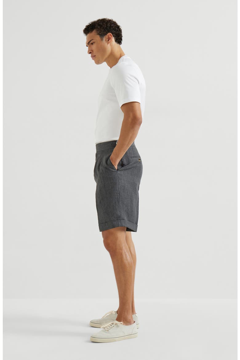 Délavé linen Bermuda shorts, Alternate, color, Anthracite