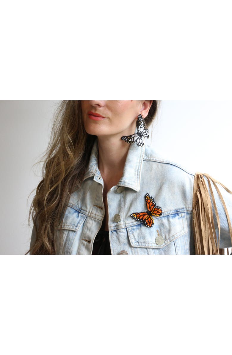 Fosterie Butterfly White Embera Earrings, Alternate, color, White