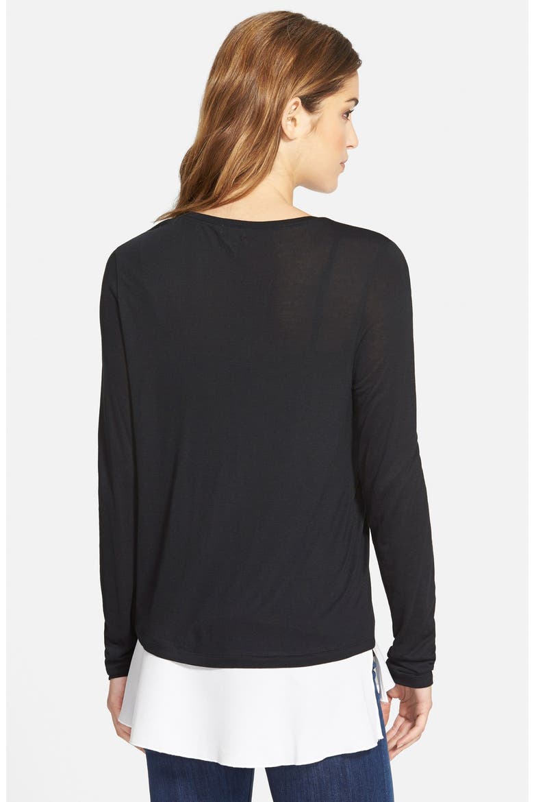 Woven Hem Tee, Alternate, color, BLACK