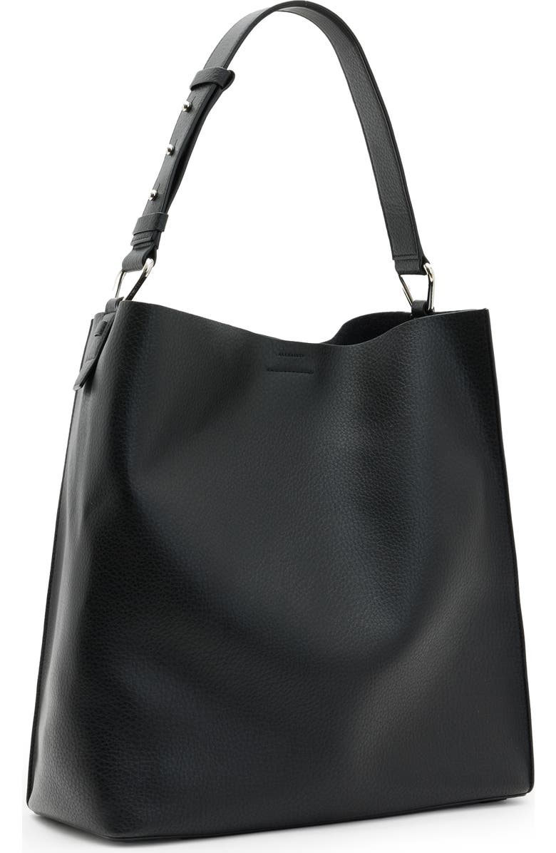 AllSaints Captain N/S Leather Shoulder Bag, Alternate, color, Black
