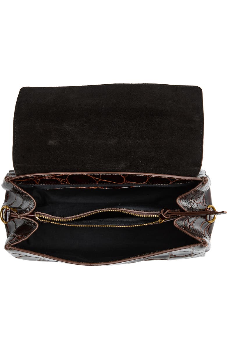 Dries Van Noten Croc Embossed Satchel, Alternate, color, 703 Brown