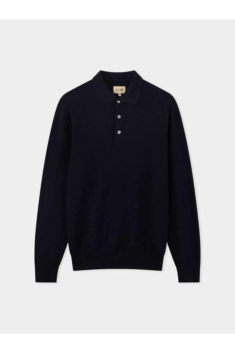 Timeless Cashmere Polo Sweater, Main, color, navy blazer