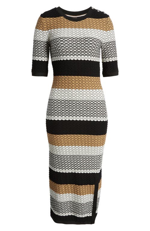 Hugo Boss Structured-stripe Dress In Stretch-cotton Jersey