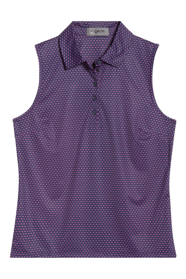 Geo 2 Silky Tech Performance Sleeveless Golf Polo, Main, color, TWILIGHT / KNOCKOUT PINK