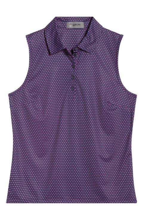 Geo 2 Silky Tech Performance Sleeveless Golf Polo