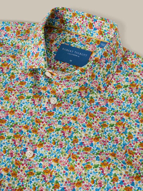 Robert Talbott Reynolds Spring Floral Print Contemportary Fit Shirt In White Multi