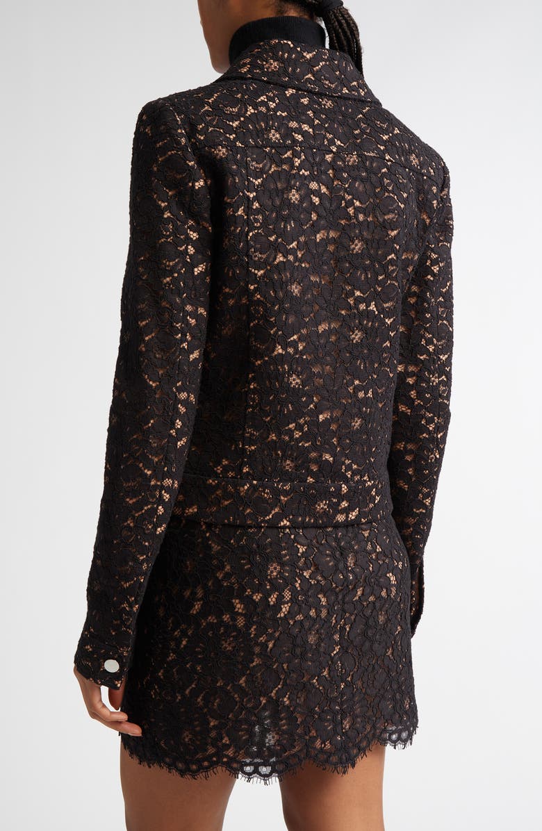 Michael Kors Collection Lace Denim Jacket, Alternate, color, Black