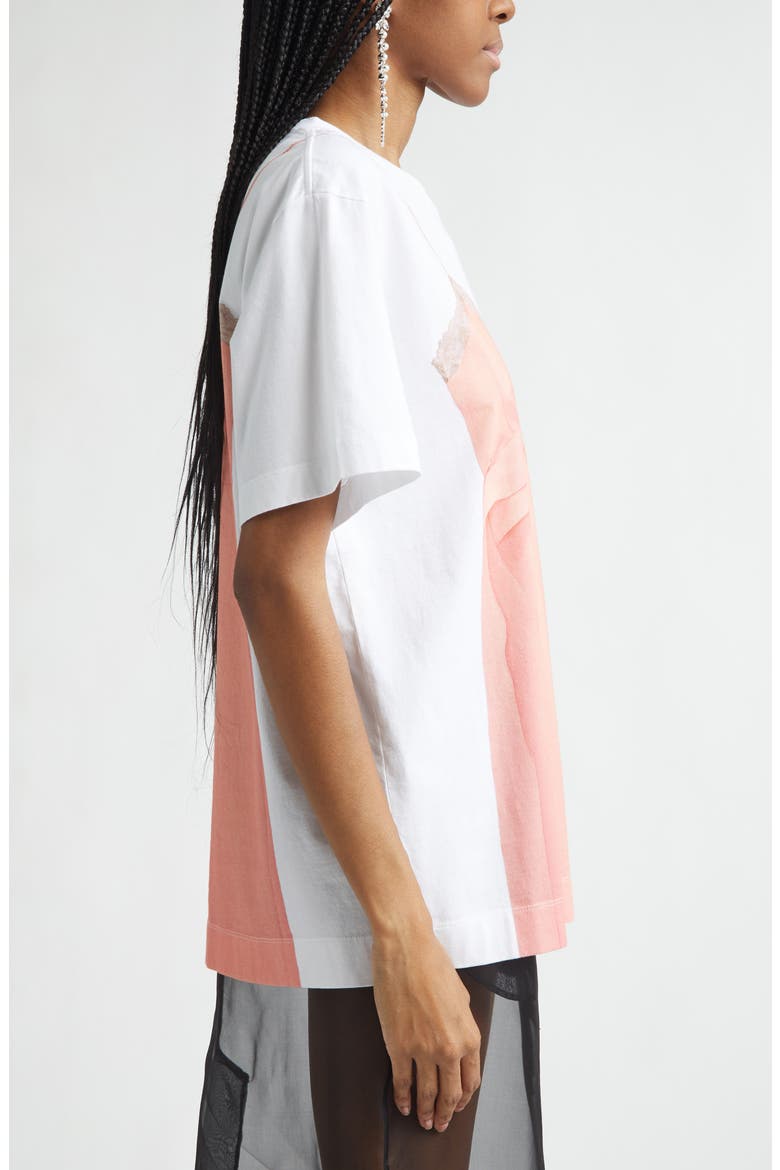 Bow Sash Trompe l'Oeil T-Shirt, Alternate, color, WHITE/ CLEMENTINE