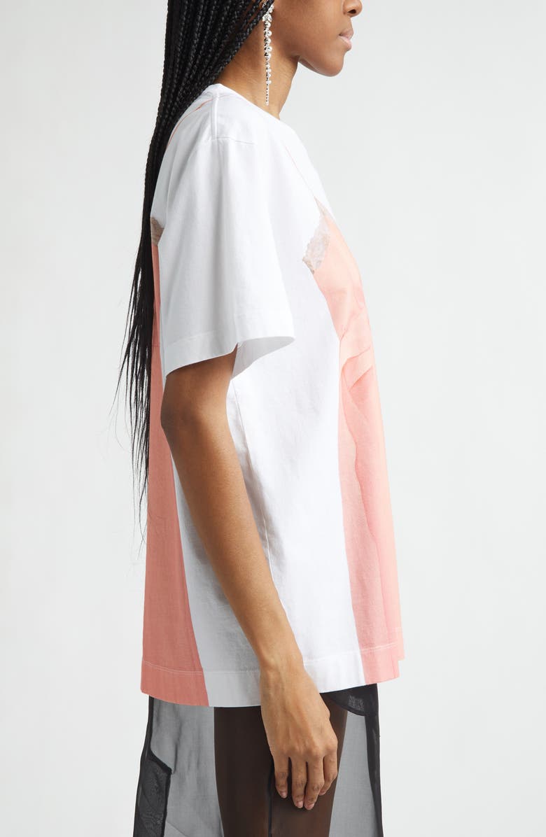 Simone Rocha Bow Sash Trompe l'Oeil T-Shirt, Alternate, color, White/ Clementine