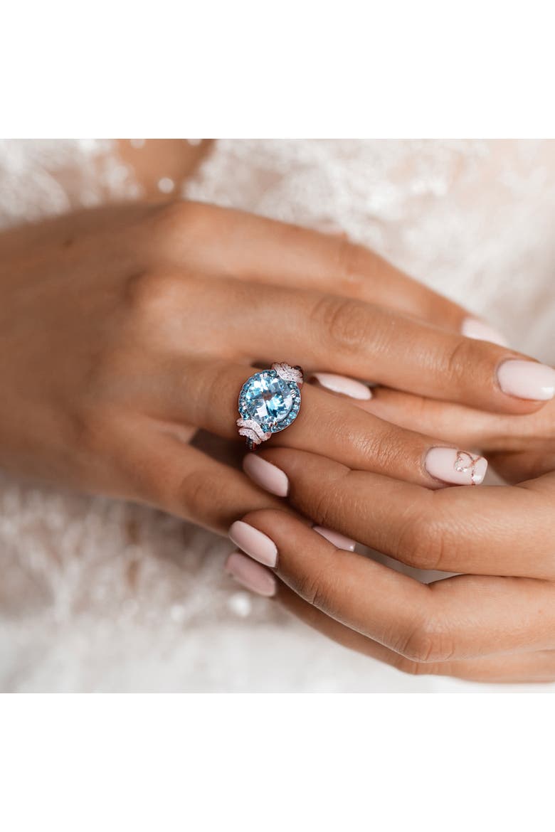 London, Sky Blue Topaz & Diamond Halo Ring, Alternate, color, Topaz
