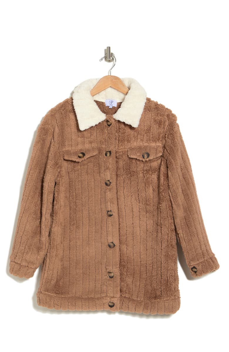 PLM Faux Fur Fleece Shirt Jacket, Alternate, color, 