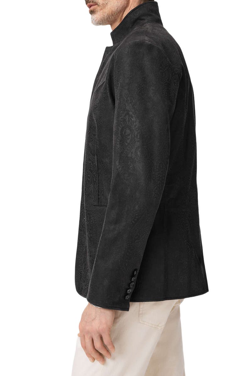 John Varvatos Woodward Tooled Paisley Goat Suede Jacket, Alternate, color, Charcoal