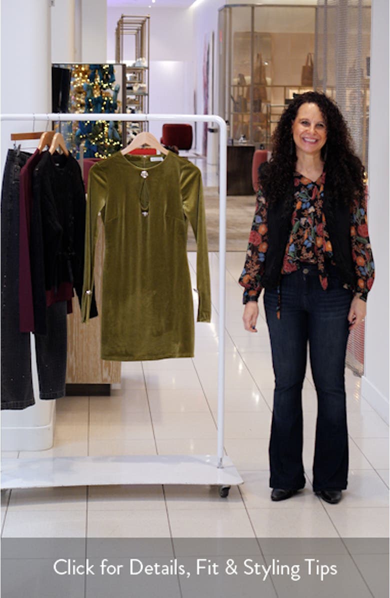 Rose Long Sleeve Velvet Minidress, sales video thumbnail