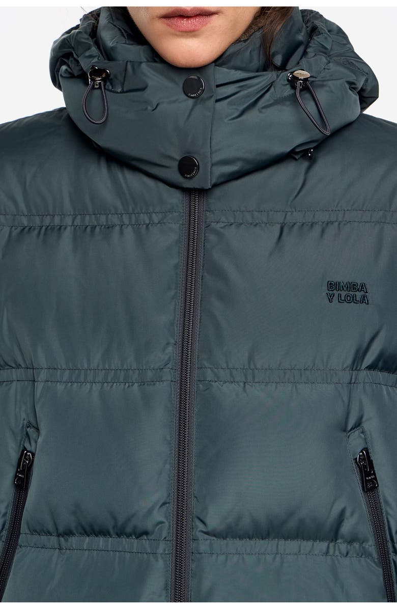 Bimba y Lola A-Line Down Jacket With Detachable Hood, Alternate, color, Petrol Blue
