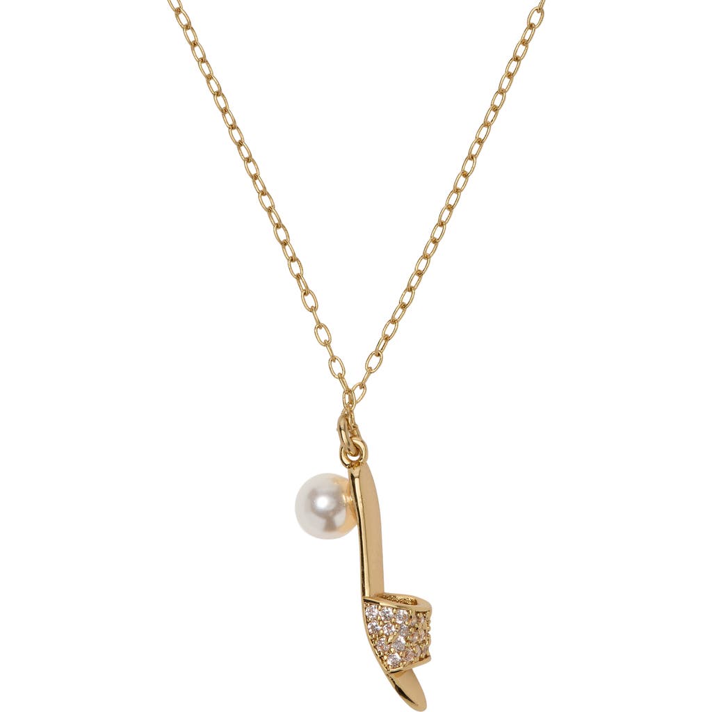 Kate Spade Cubic Zirconia And Imitation Pearl Life Of The Party Necklace In Gold