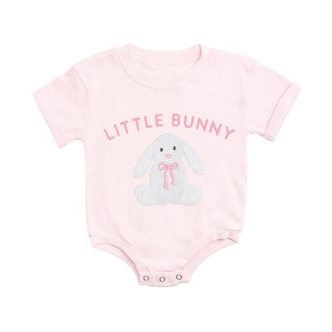 Little Bunny Patch Easter Short Sleeve Romper (Baby)