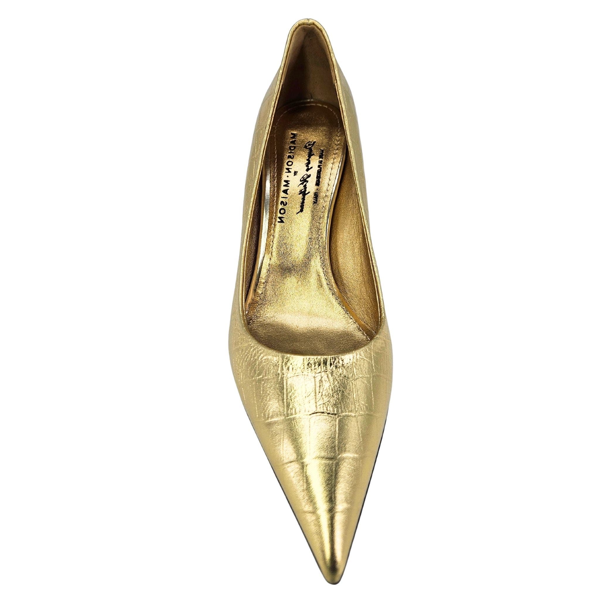 Moc Croc Hi Heel Pump, Alternate, color, gold
