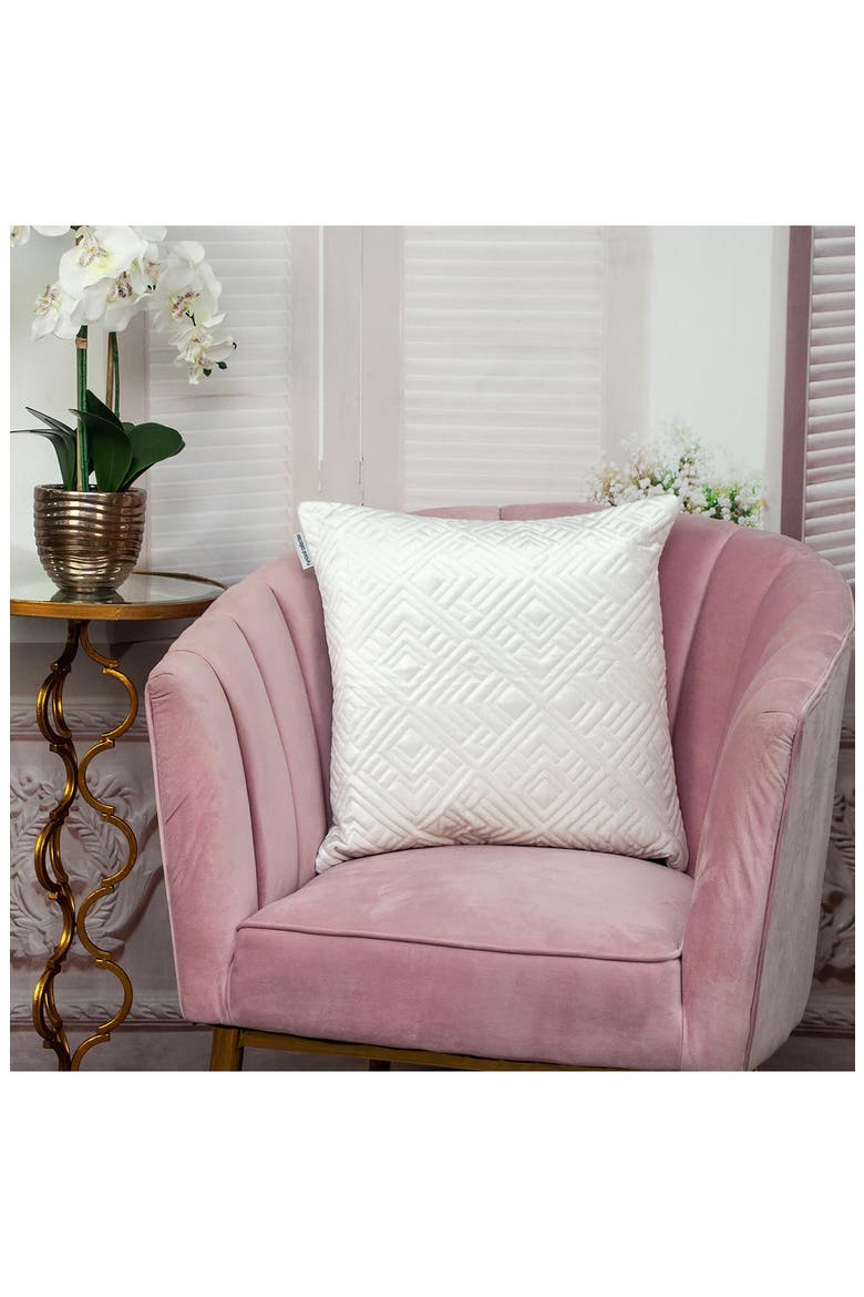 Tufted Velvet Throw Pillow, Alternate, color, WHITE
