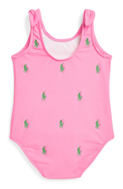 Polo Ralph Lauren Baby One-piece Swimsuit In Laguna Pink/tiller Green
