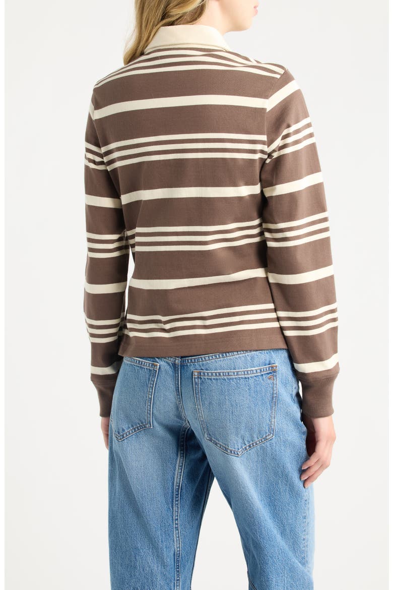 Striped Cotton Rugby Shirt, Alternate, color, BROWN