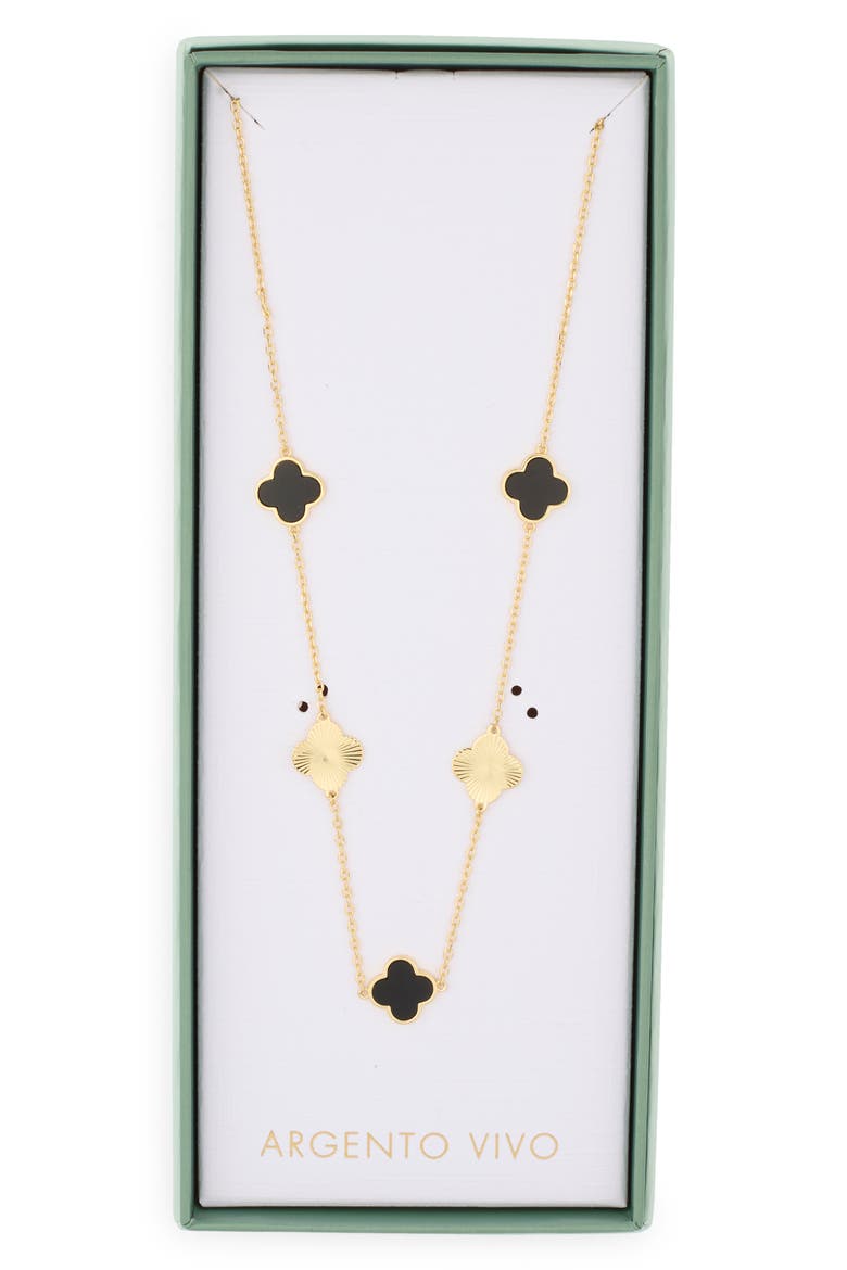 Clover Station Necklace, Main, color, GOLD