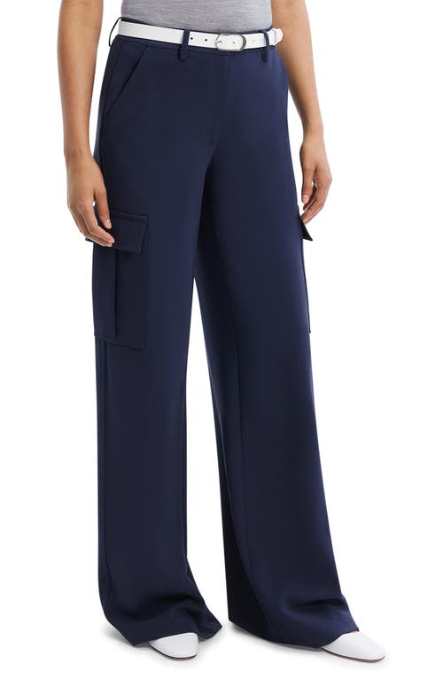 Shop Theory Admir Wide Leg Cargo Pants In Nocturne Navy
