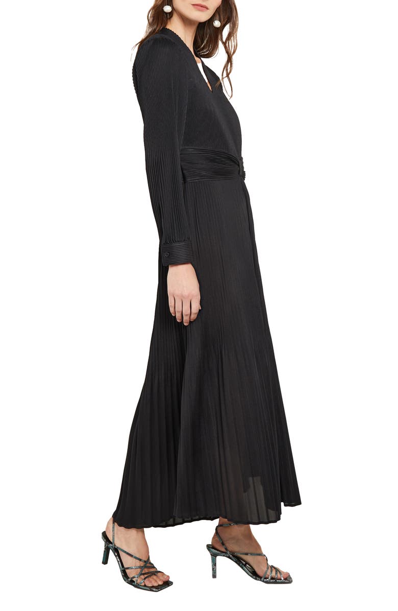 Misook Plissé Long Sleeve A-Line Dress, Alternate, color, 