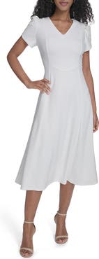 Calvin Klein Short Sleeve A-Line Midi Dress