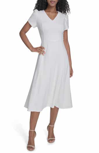 Calvin Klein Short Sleeve A-Line Midi Dress
