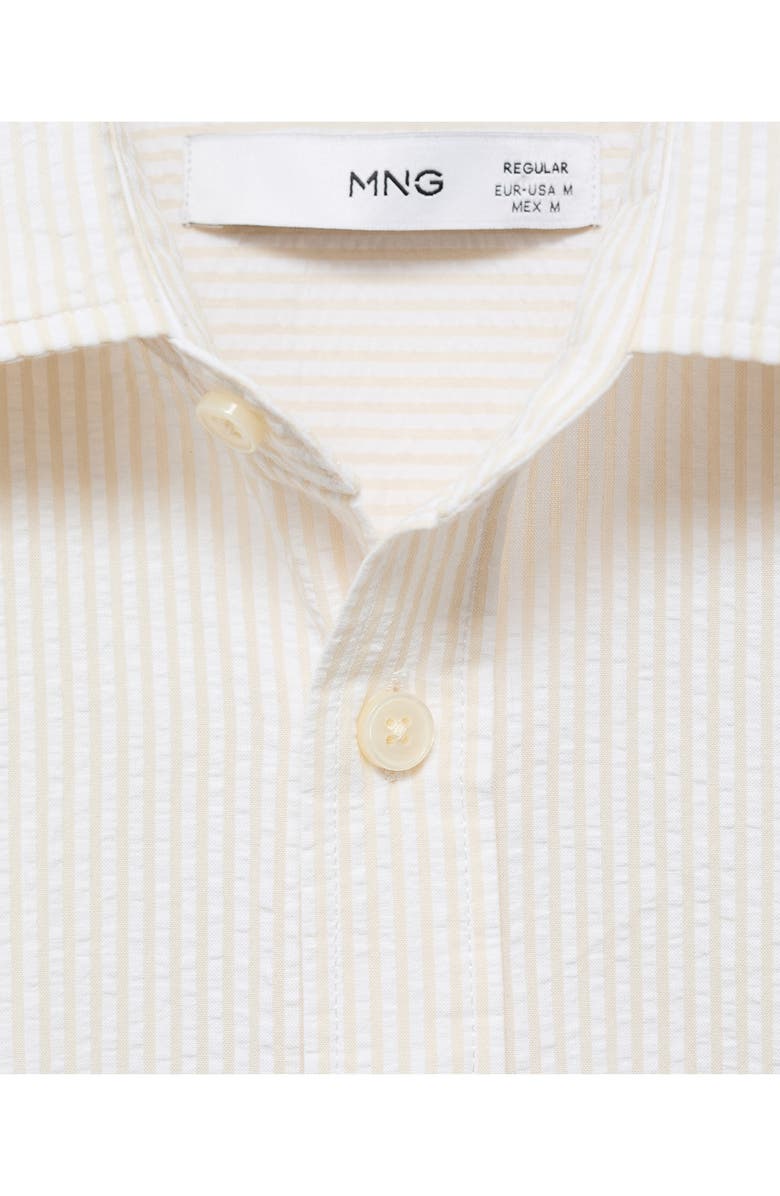 MANGO Regular Fit Stripe Seersucker Button-Up Shirt, Alternate, color, Sand